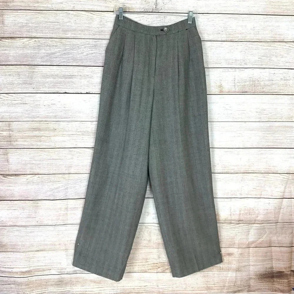 Tahari High Rise Dress Pants Herringbone